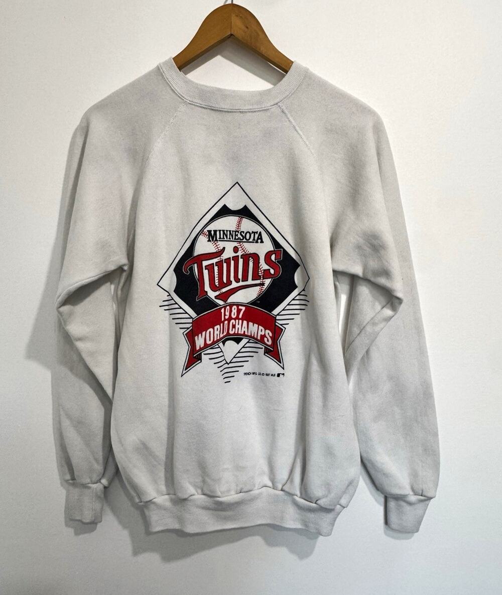 Vintage Minnesota Twins 1987 World Champs World Series Sweatshirt White L #1118